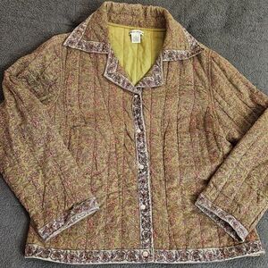 100% Cotton Floral Quilted Blazer - Multicolor